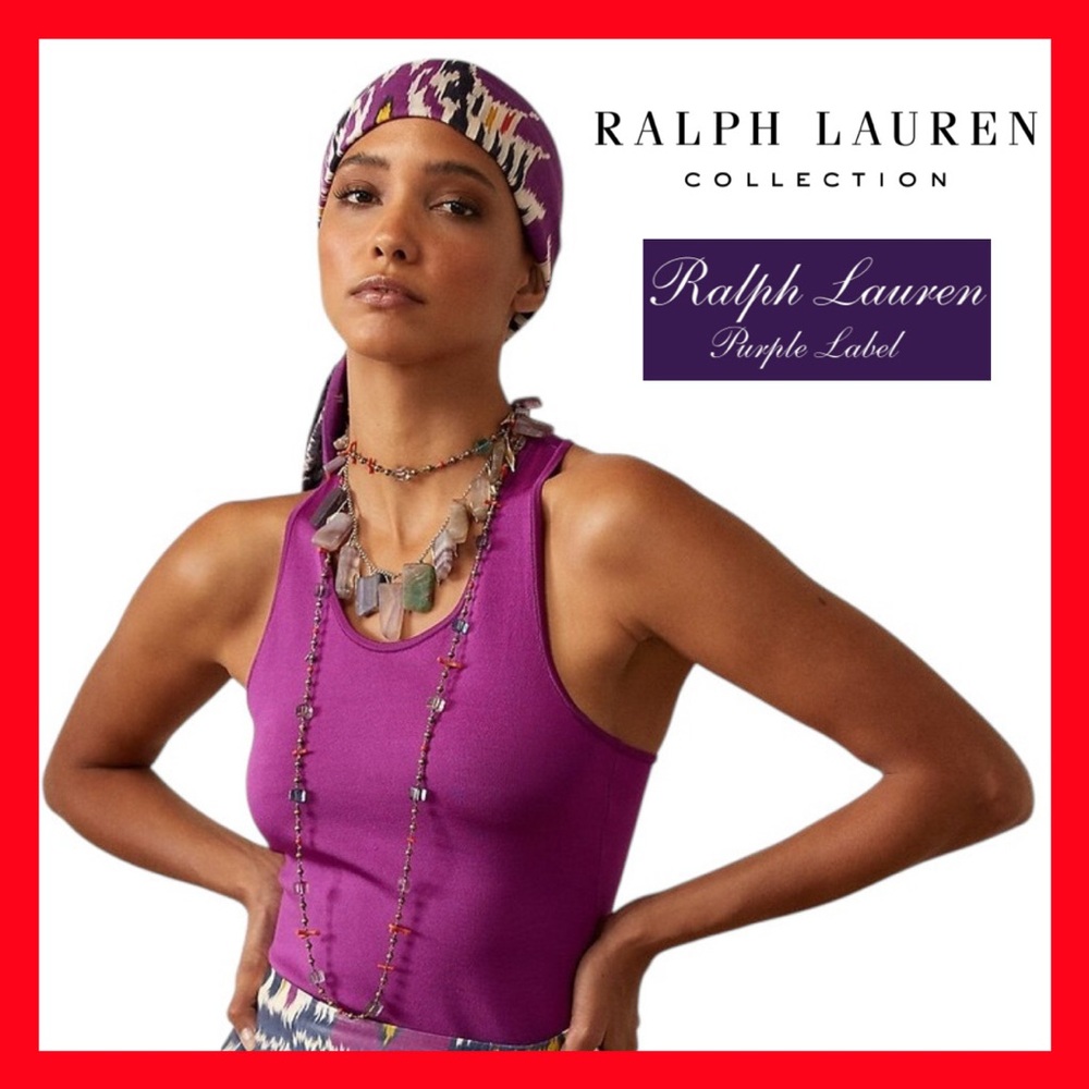 $590 Ralph Lauren Collection Berry Silk Racerback Tank Top Women's Size